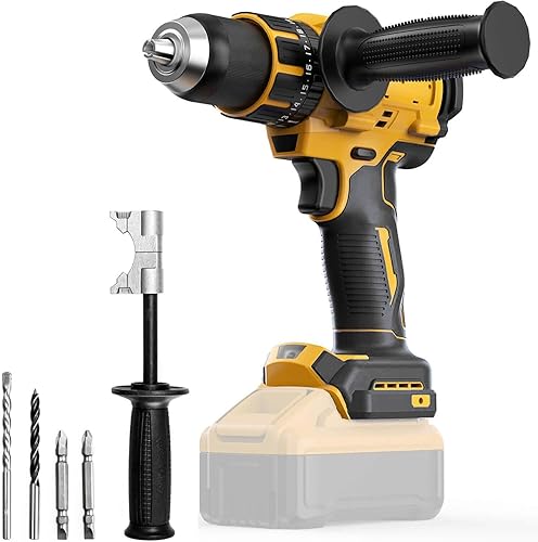 Taladro de martillo inalámbrico compatible con batería Dewalt de 20 V Max (sin batería), motor sin escobillas, portabrocas de metal sin llave de 12