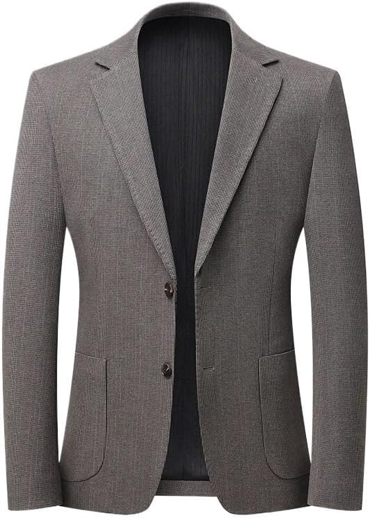 Men's Middle Aged Lightweight Casual Fall Two Button Notch Lapel Suit Jacket with Pockets