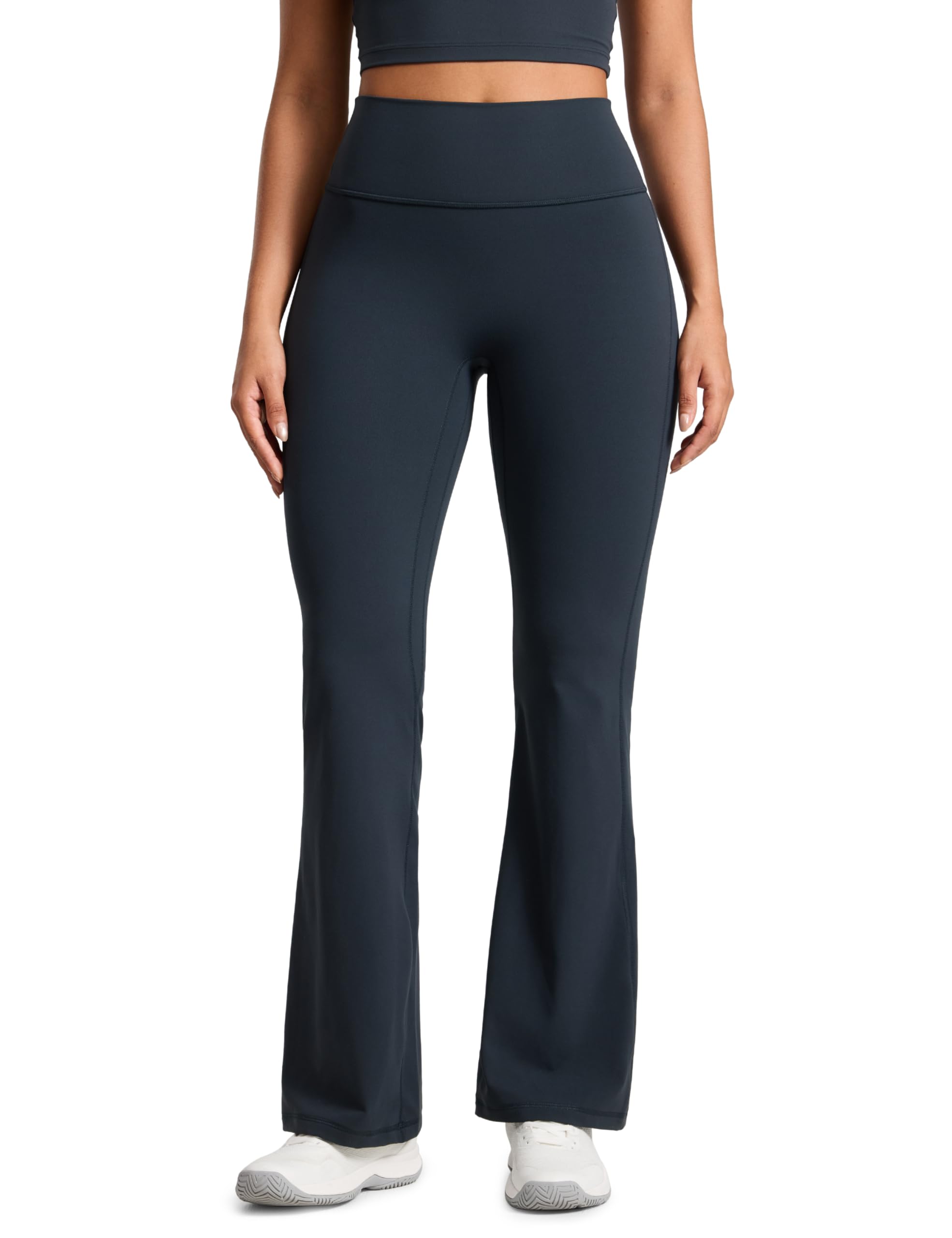 CRZ YOGA Womens Butterlift Hidden Scrunch Butt Flared Leggings 31" - No Front Seam High Waist Bootcut Yoga Casual Soft Pants True Navy 10