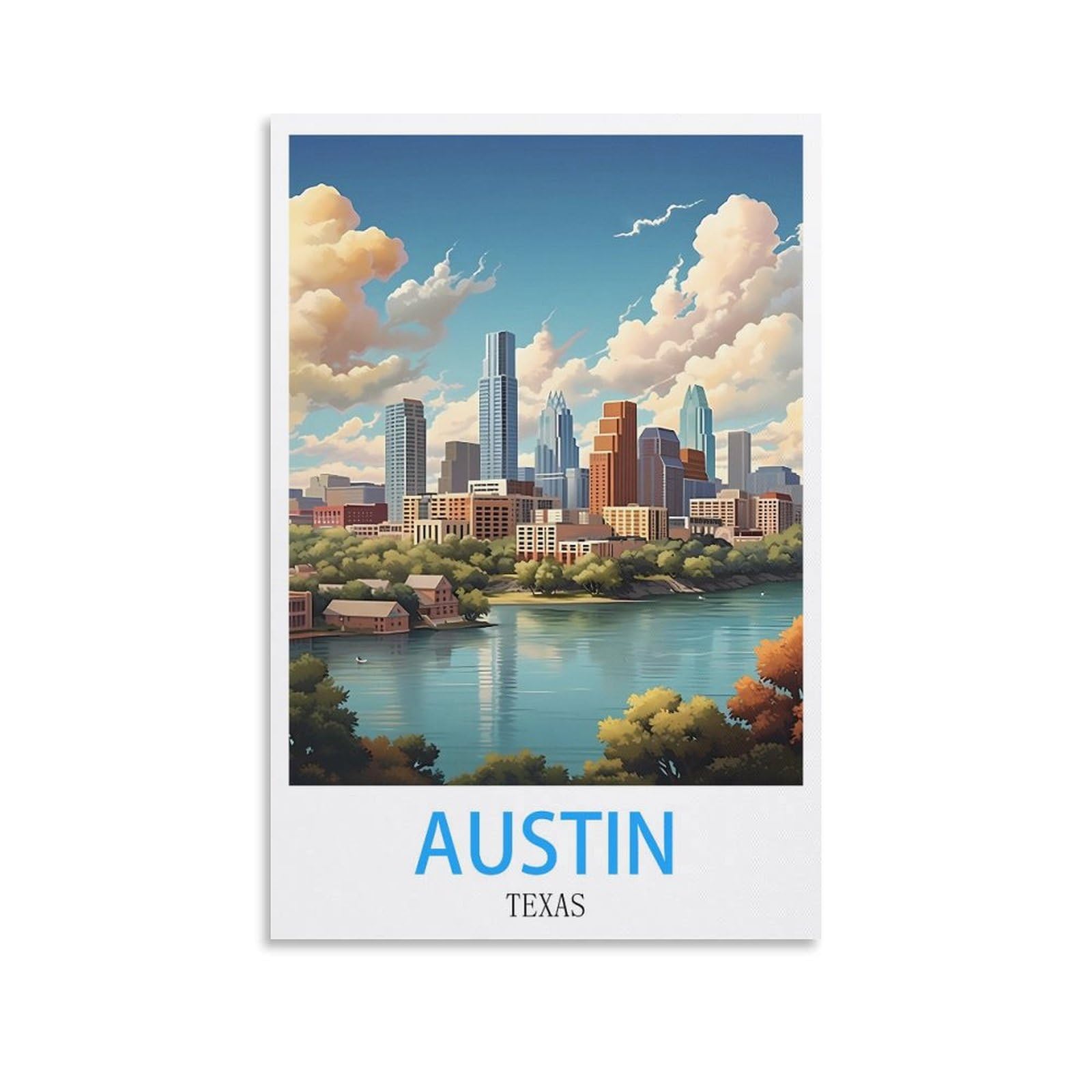 EZMLFA 5D Diamond Art Kits for Beginner,Austin Texas,Diamond Picture Art for Beginner, DIY Gem Cross Stitch Creative Gift Home Wall Decor 50x60cm
