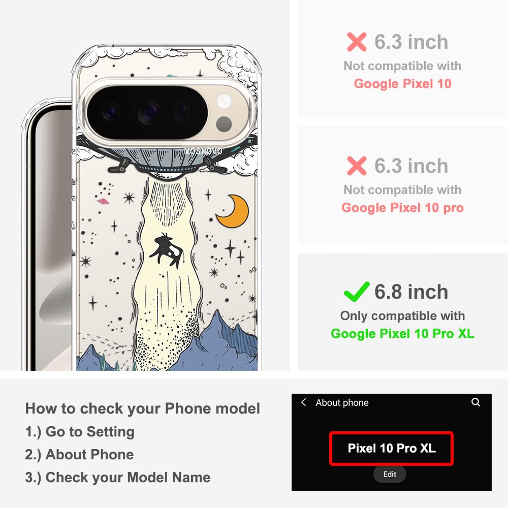 MOSNOVO Case for Google Pixel 10 & Pixel 10 Pro, [Buffertech 6.6ft Military-Grade Drop Protection] [Anti Peel Off Tech] Clear TPU Bumper Phone Case Cover Design - Cute Cherry — view 282