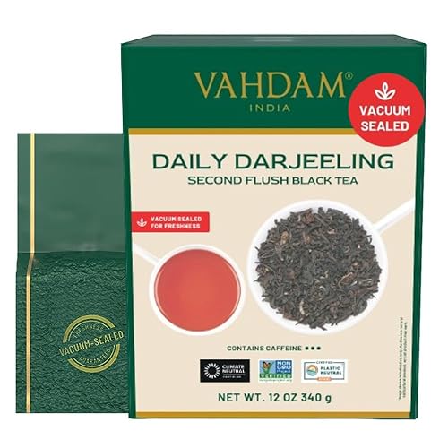 VAHDAM, Darjeeling - Hojas de té del Himalaya, más de 170 tazas (11.99oz12 onzas), té negro puro sin mezclar, té de hojas sueltas de grado FTGFOP1,