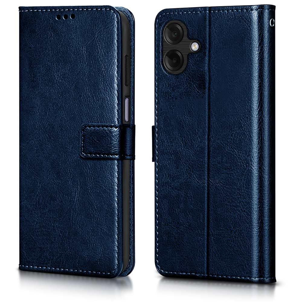 WOW IMAGINE Shock Proof Flip Cover Back Case Cover for Samsung Galaxy M17e 5G | F70e 5G | M07 | F07 | A07 | A07 5G (Flexible | Leather Finish | Card Pockets Wallet & Stand | Blue)
