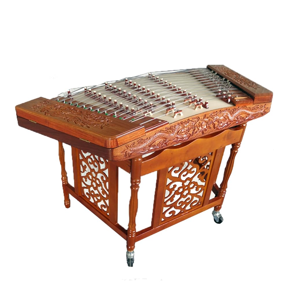 Old Rosewood Dulcimer Intagliato A Conchiglie, Lungo 117 Cm, Tra Cui Un Supporto Alto 69 Cm, Adatto A Principianti/Esami/Bande,E
