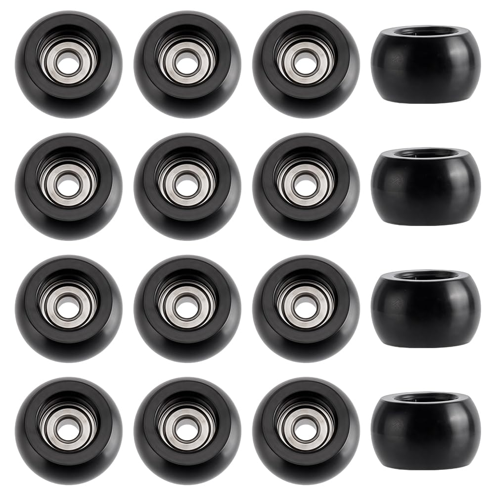 WADORN 16Pcs Pro Fingerboard Wheels, 7.5x4.5mm Black Indoor Outdoor Fingerboard Bearing Wheels for Professional Beginner Fingerboarding Beginners Sports Use All Skill Levels