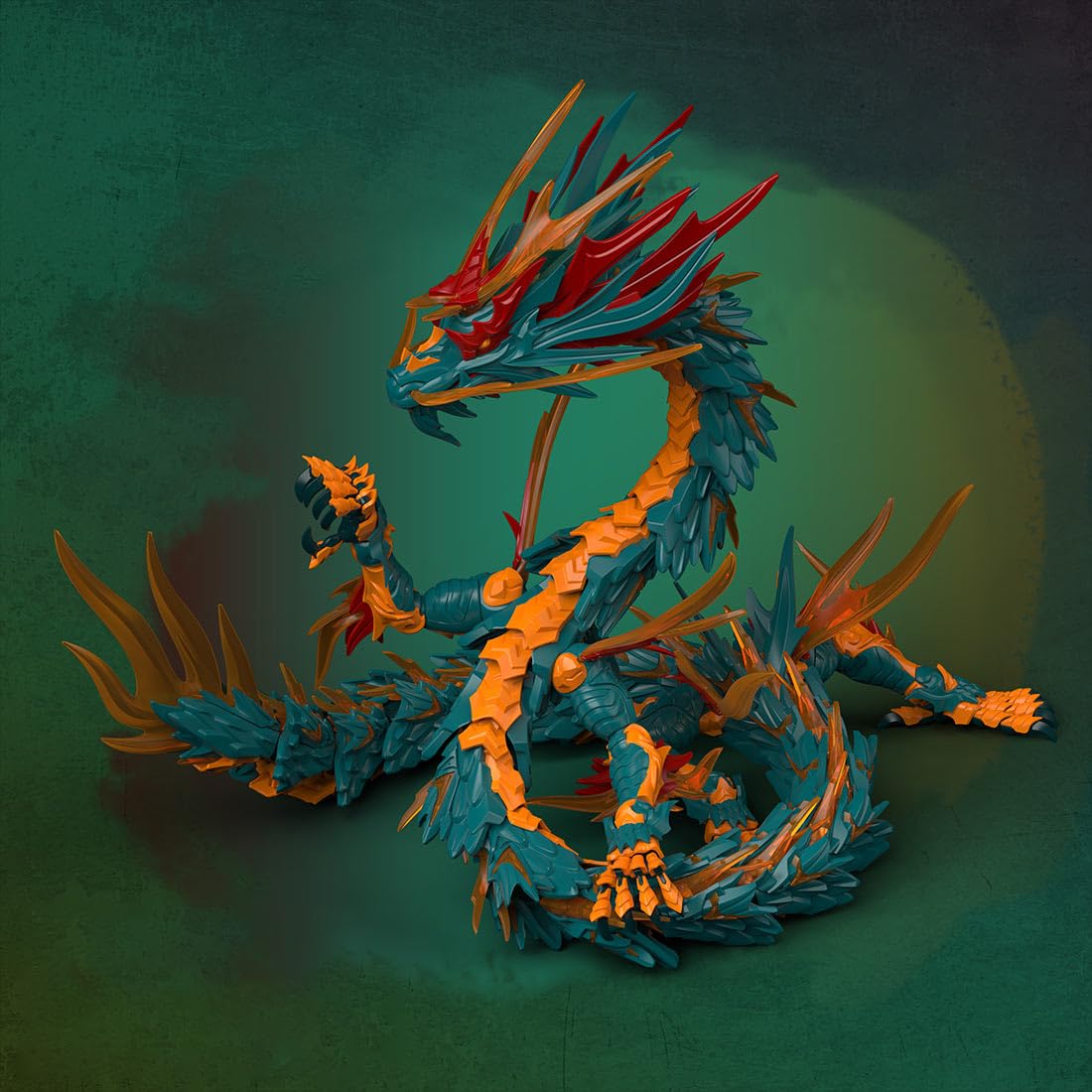 Quibuilds Azure Dragon - Modelo de montaje 3D para adultos, kit de modelo de dragón de bestia celestial china antigua, 4 horas de tiempo de montaje, regalo para coleccionistas de figuras de anime