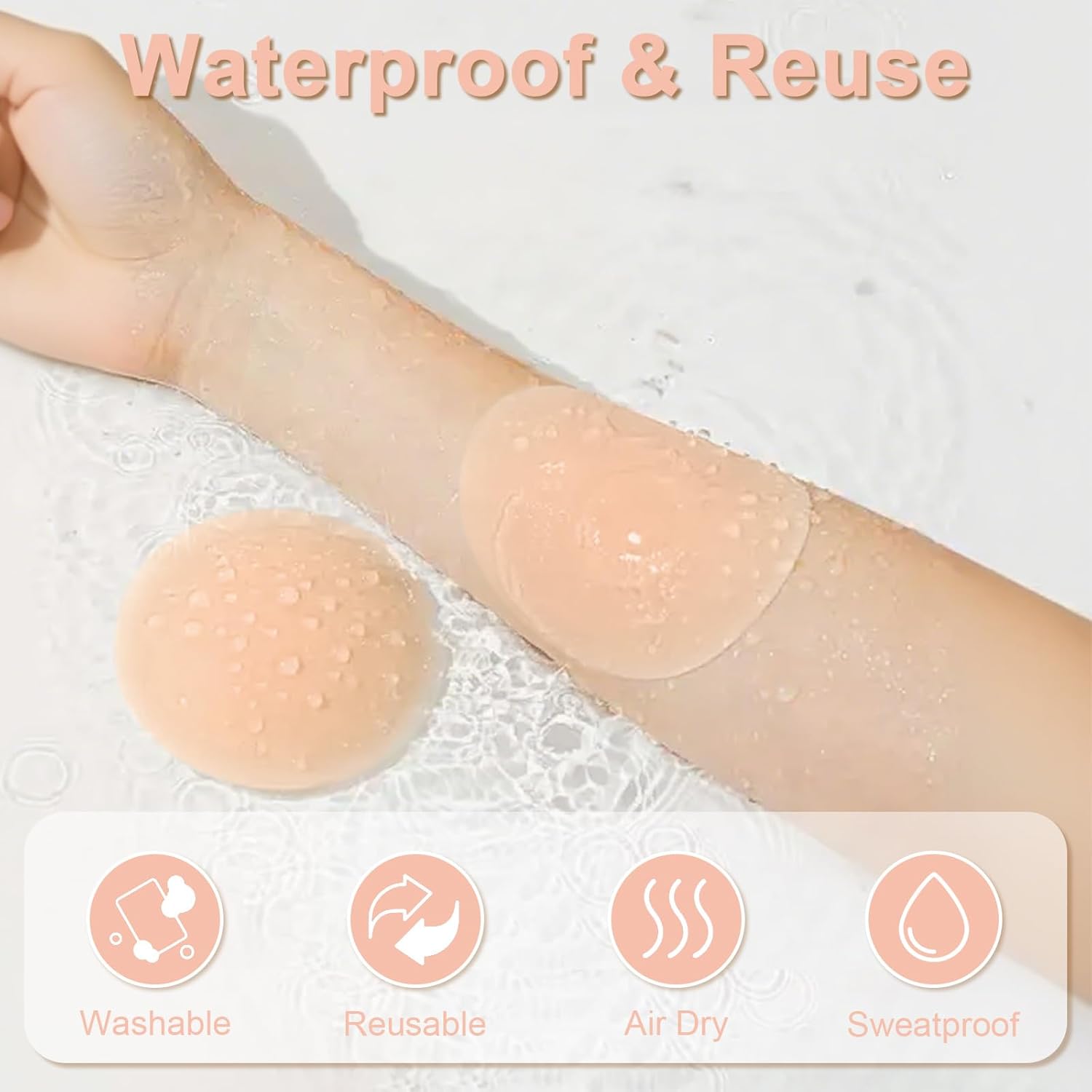 Nipple Covers with Lift for Women,2 Pairs Seamless Reusable Sticky Bra Push Up Adhesive Lifting Pasties - Image 2