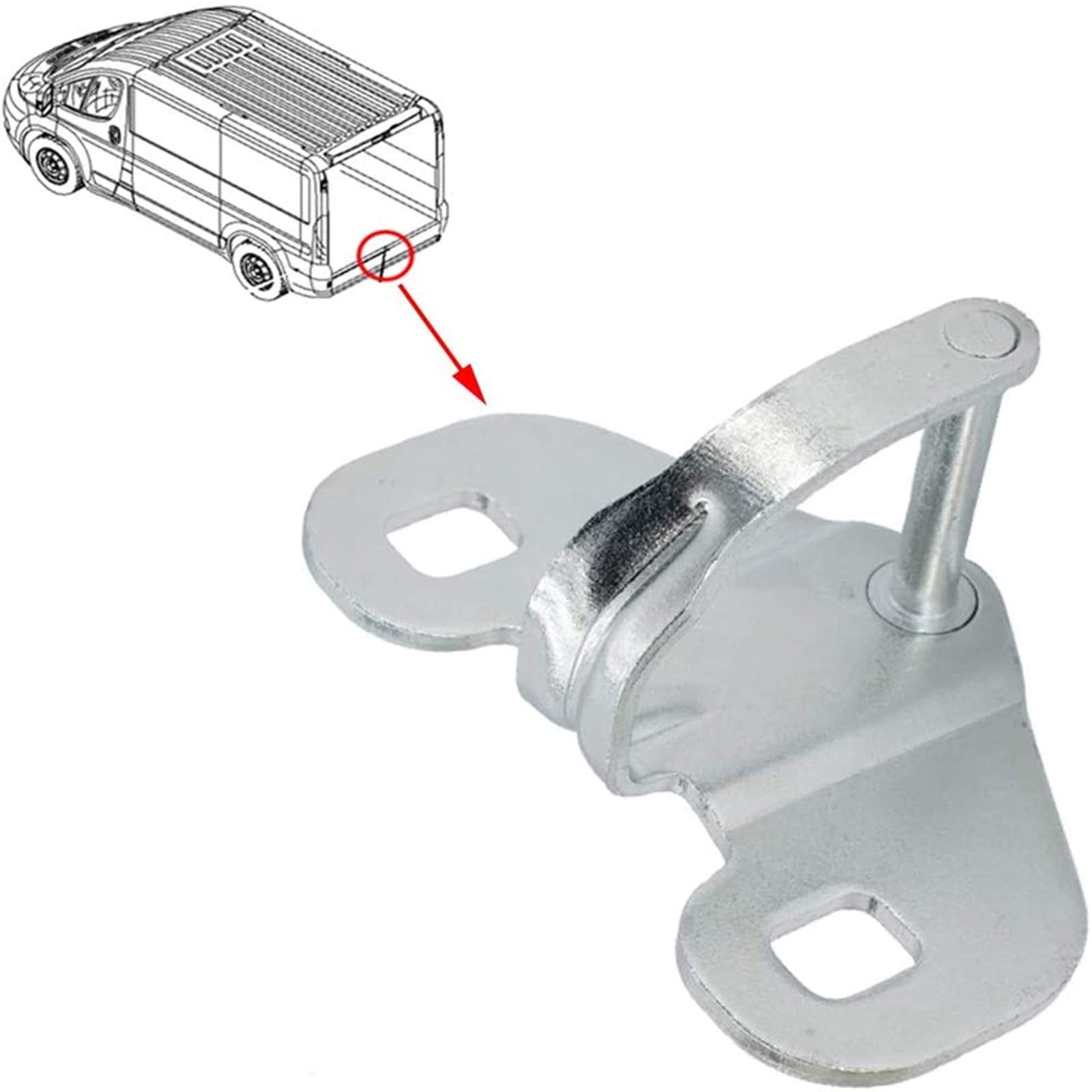 Yctze Porta Posteriore Chiusura 1369006080 1345736080, Metallo Gancio Fermo Porta Inferiore Posteriore Striker Tastiera Inferiore Per Ducato 2006-2014 Range (Argento)