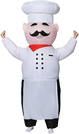 GOPRIME Halloween Inflatable Chef Adult Size Costume, Full Body Blow Up Cooking Outfit, for Cosplay, Party or Fun
