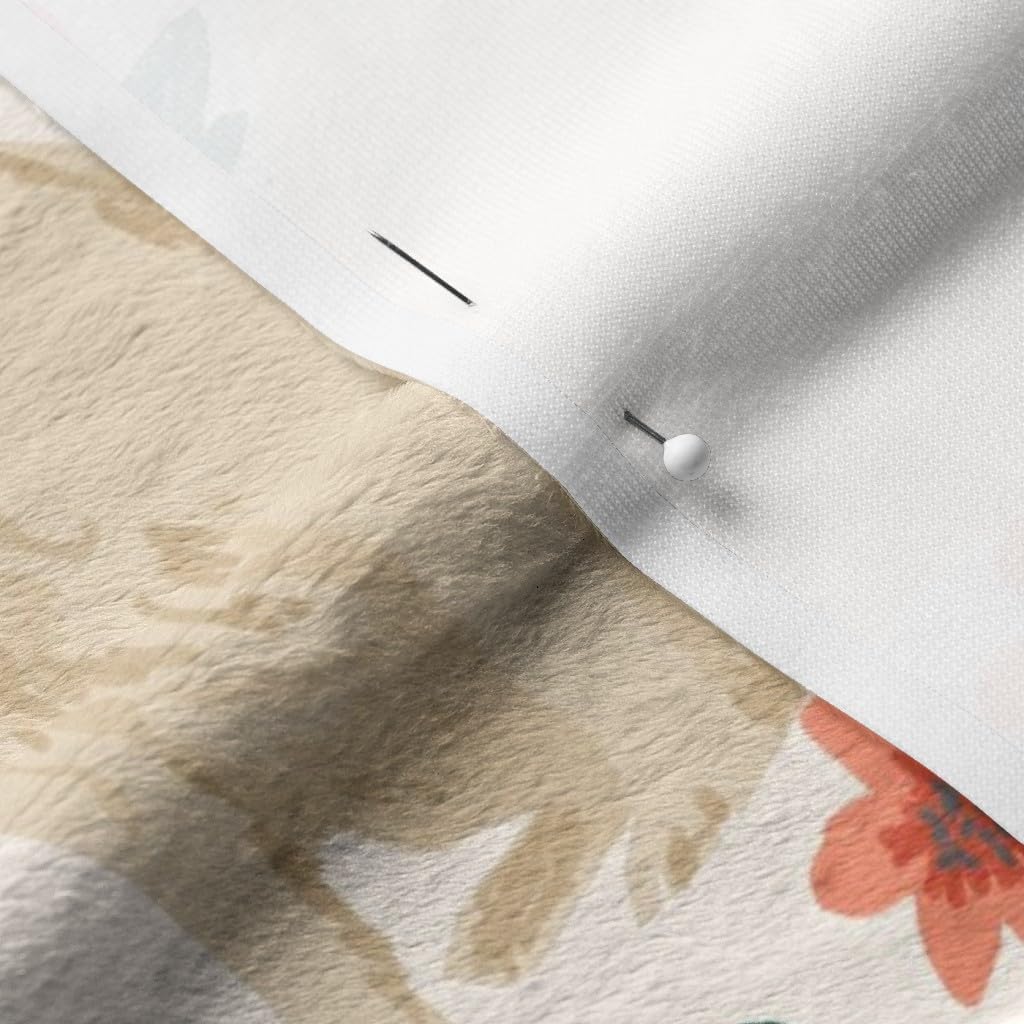 Spoonflower Fabric - Golden Retriever Floral Dogs Cream Dog Florals Neutral Printed on Minky Fabric by The Yard - Sewing Baby Blankets Quilt Backing Plush