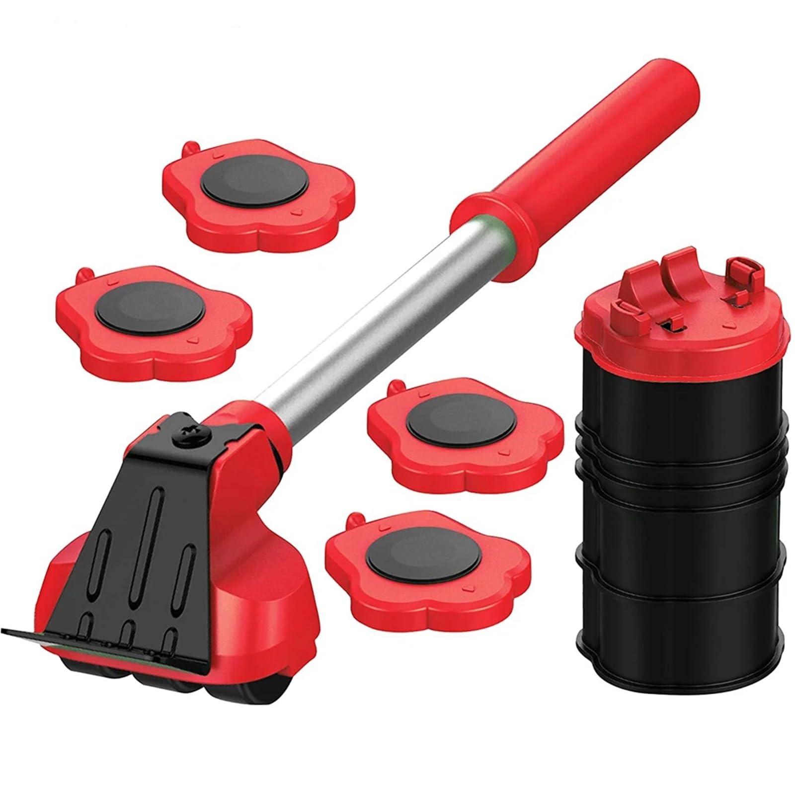 Set di 5 attrezzi per lo spostamento di mobili pesanti, kit di sollevamento con ruote, barre a rullo e strumenti manuali per spostare mobili e frigoriferi in modo efficiente
