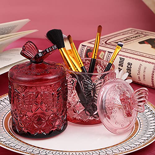 Rocktrend Relief Butterfly Coloured Glass Storage Jar Candy Dish Swab Box With Lid #TOP3