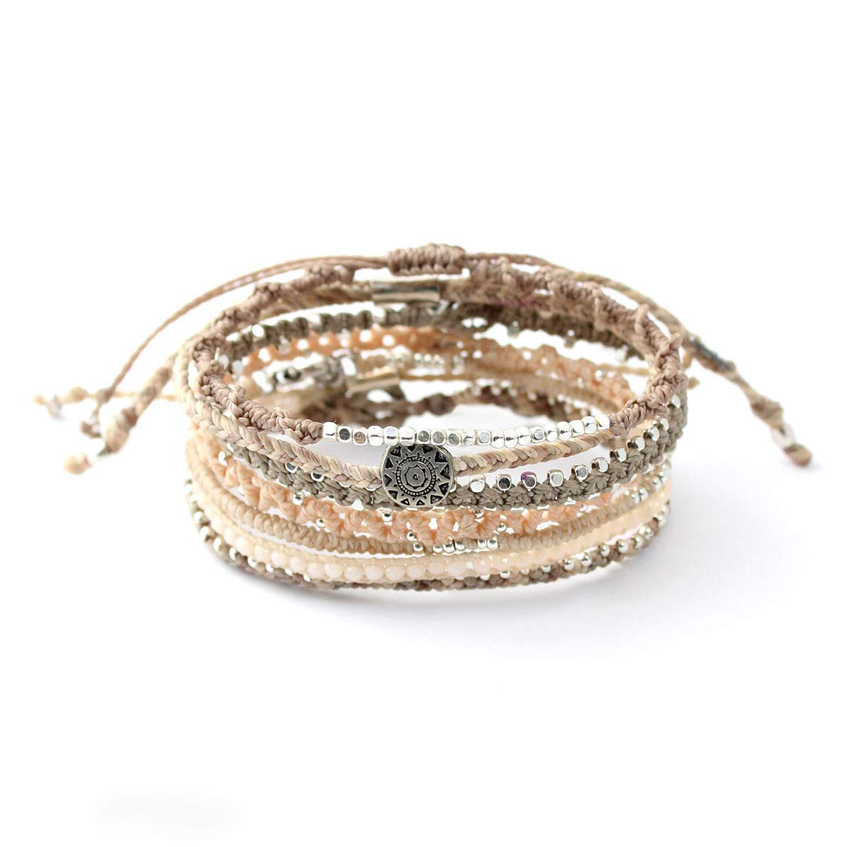 Wakami Boho Earth Charm Bracelets | Braided Beaded Stackable Waterproof Women's Jewelry | Fair Trade Handmade Gifts for Women and Men