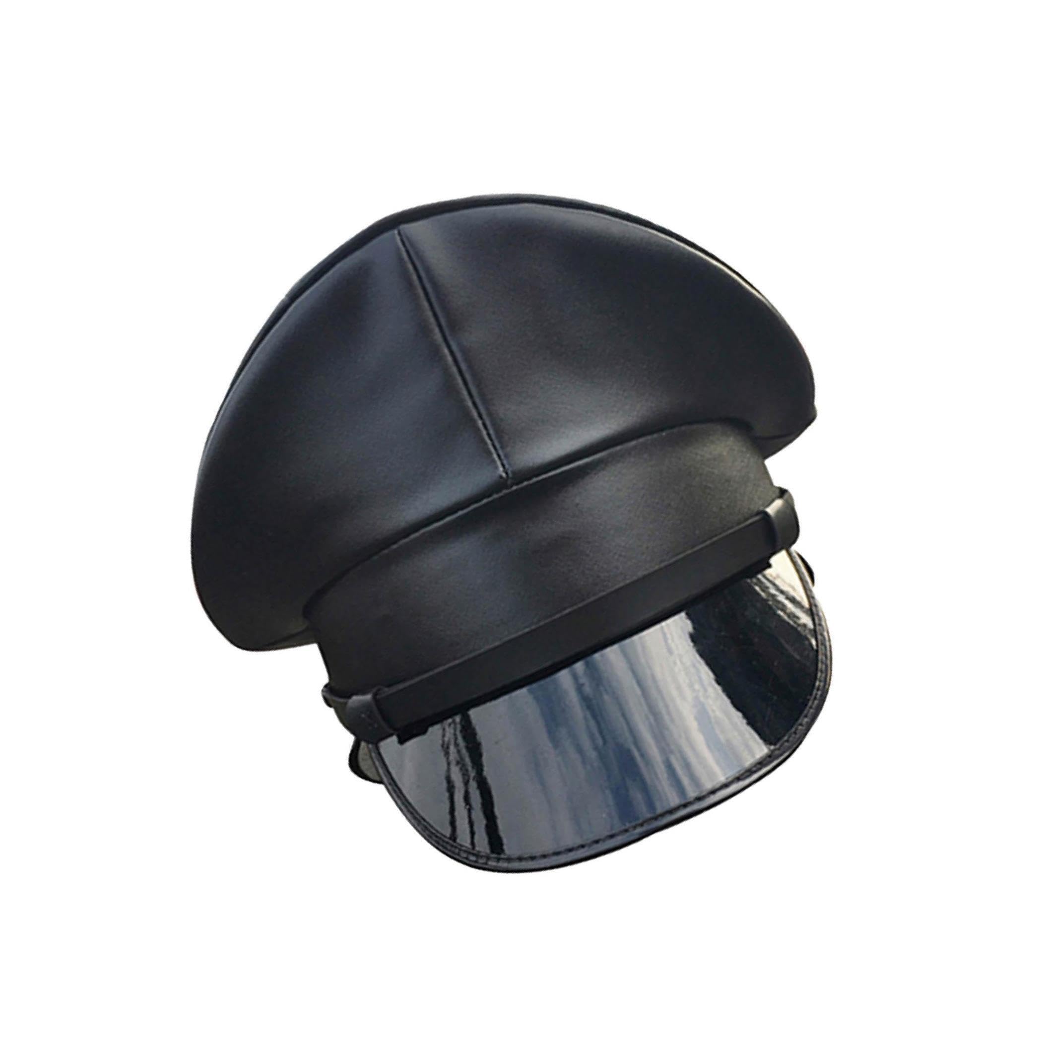 QUXVUIS Nightclub Captain Hat Uniform Deluxe Faux Leather Stylish and Versatile for Men Women Unisex Performance Military, Black, 61 Size