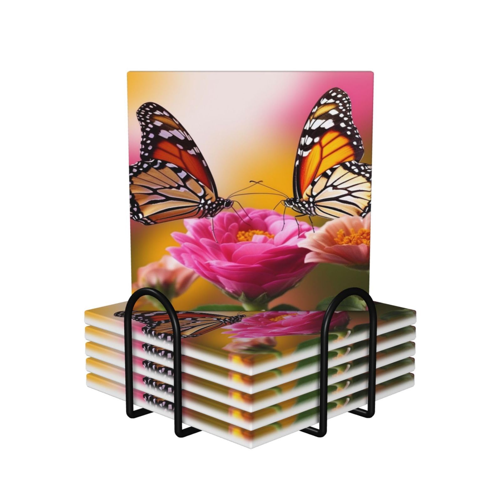 Dessous de verre absorbant en céramique lot de 6 protection thermique table fleurs