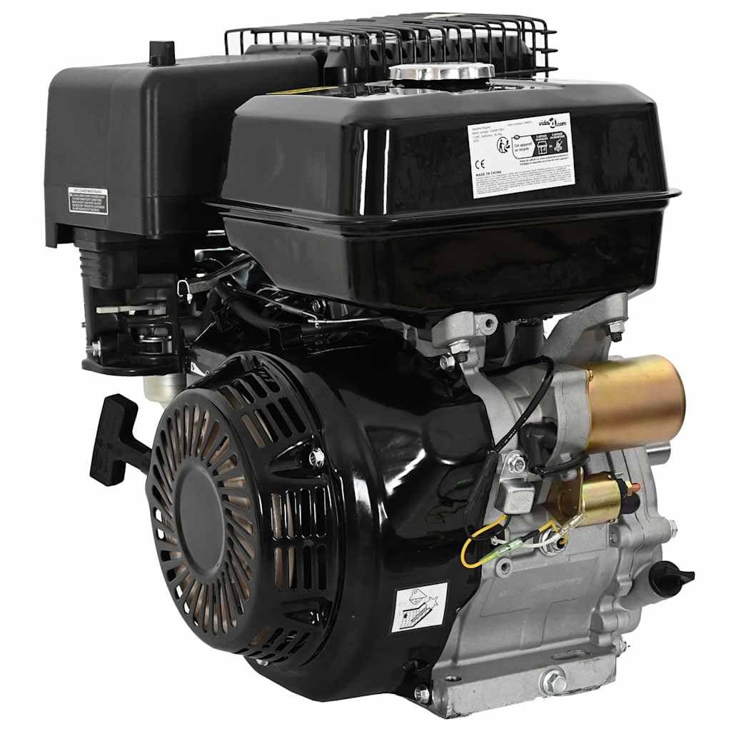 Motor de gasolina de 15 CV 11 kW negro, 423 cc, refrigerado por aire, arranque por cable o arranque eléctrico, 48 x 31 x 43 cm, para bomba de agua, separador de madera, generador de energía