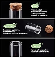 Vista 3 de BENECREAT 10 frascos de vidrio con tapones de corcho, cubierta de cúpula de madera y botellas transparentes para decoraciones de fiestas