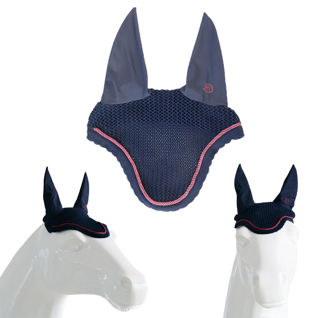 Bonnet anti-mouches compétition hobby horsing blanc protège les oreilles du cheval bâton en concours