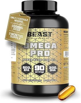 Beast Pharm Omega 3 Capsules Triple Strength 1000mg Omega 3 Fish Oil