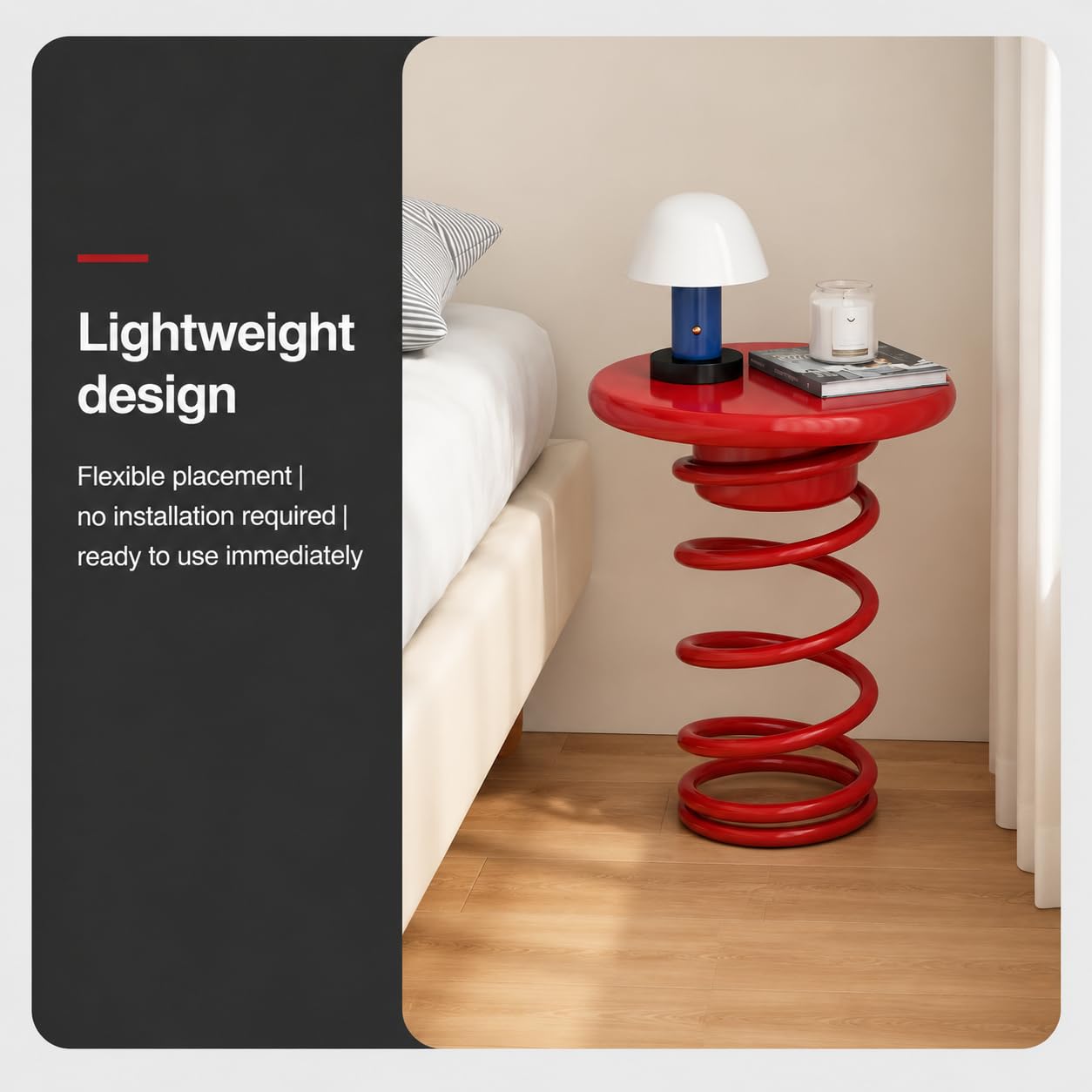 Tavolino Da Salotto Creativo A Spirale, Comodino Compatto red