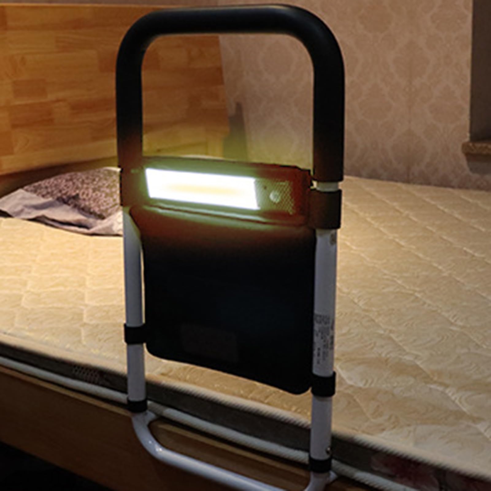 Yokawe Sponda per letto regolabile in altezza con luce notturna per anziani e adulti, adatta per letti king e queen size, ideale per anziani, pazienti chirurgici e cure di recupero, 50 cm x 50 cm