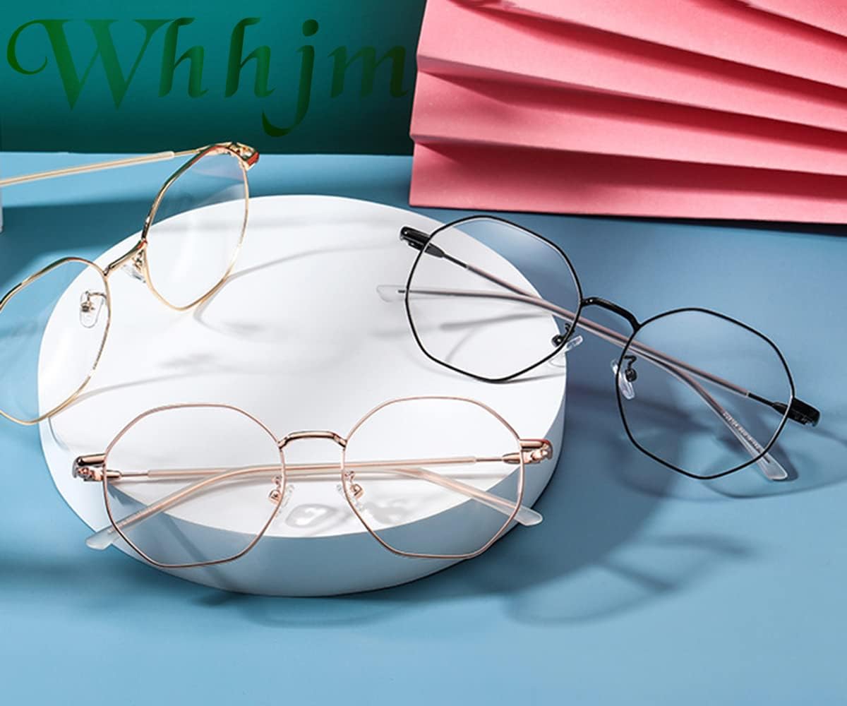 Polygon Blue Light Blocking Glasses for Women Men Retro Octagon Square Non-prescription Metal Frame Eyeglasses - Image 5