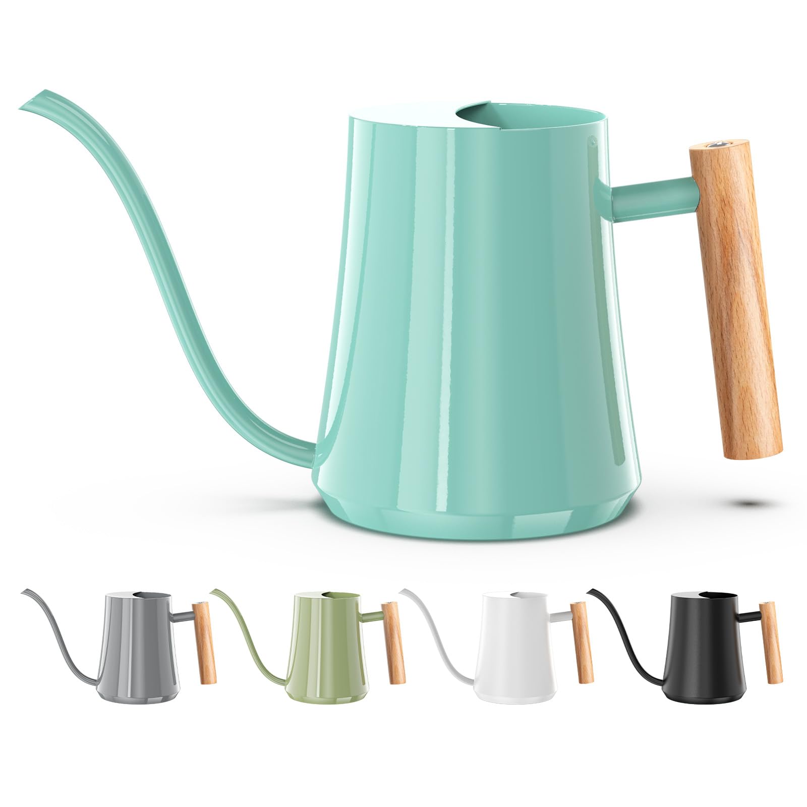 Gießkanne für Zimmerpflanzen, Minzgrün, 1000 ml, niedliche Gießkanne, dekorativer kleiner Matal-Gießtopf für Haus, Bonsai, Pflanzen, Garten, Blume, drinnen und draußen