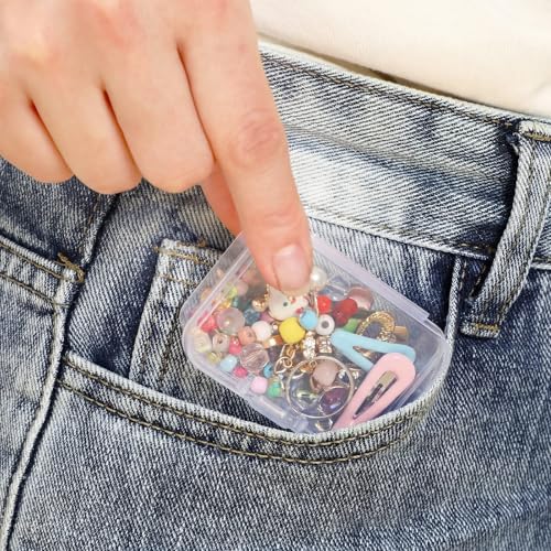 Image of SATINIOR 300 Packs Clear Small Plastic Containers Transparent Storage Box with Hinged Lid in Bulk for Jewelry Hardware Crafts Small Items (2.52 x 1.73 x 0.79 Inch)