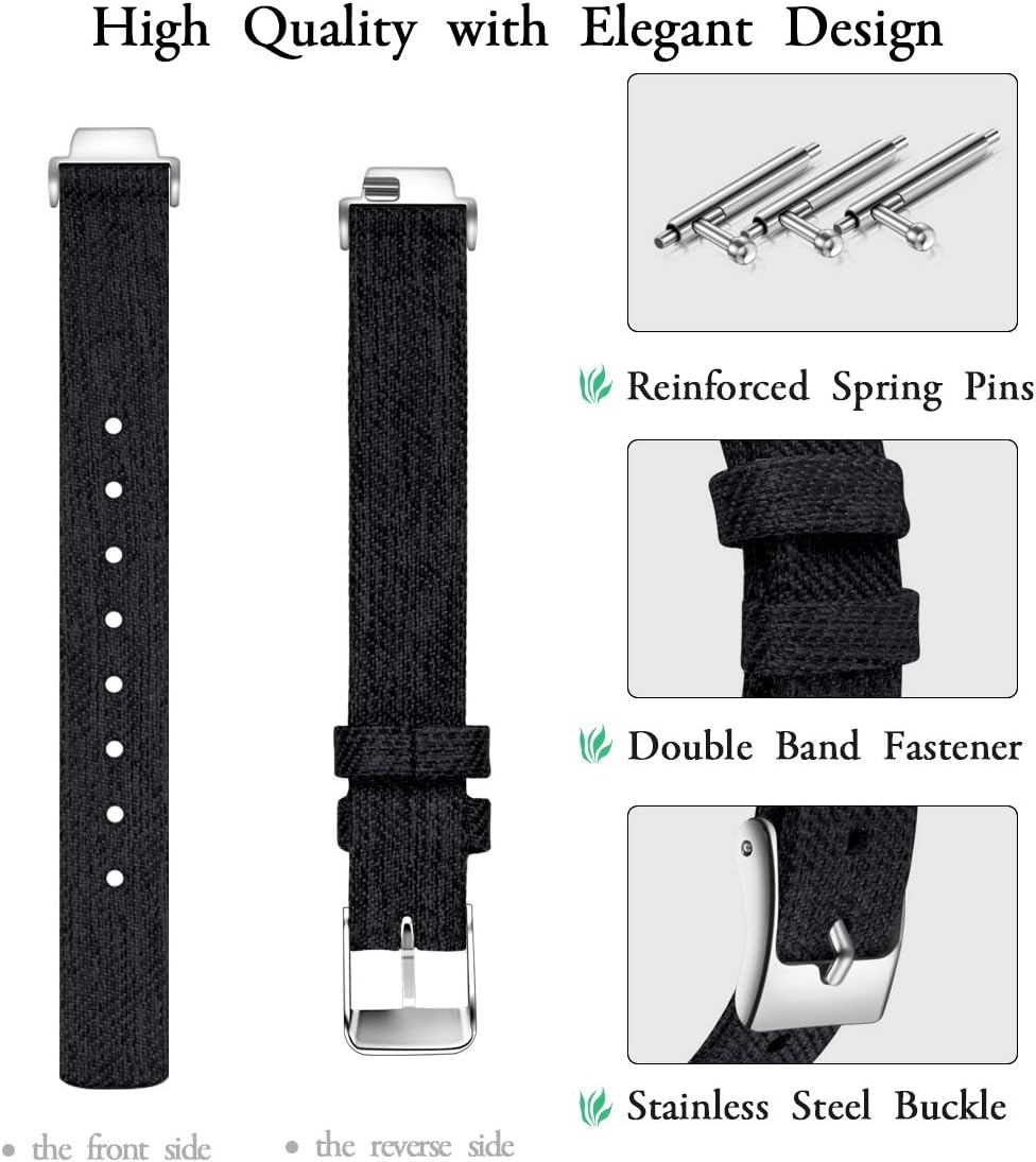 Maledan Compatible with Inspire HR/Inspire 2/ Inspire Bands Women Men, Woven Fabric Strap Wrist Band Compatible with Inspire/Inspire HR Fitness Tracker, Black, Small