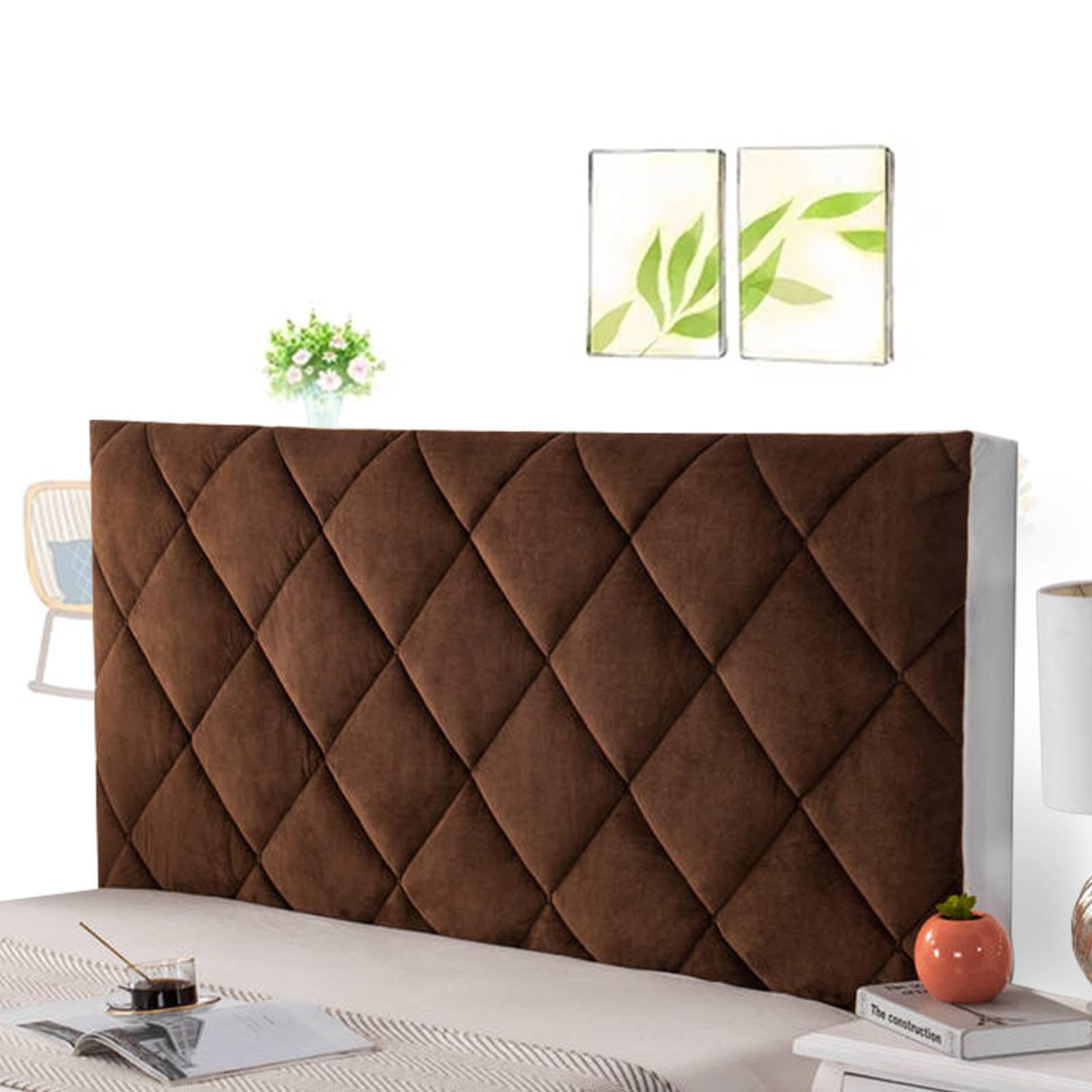 Headboard Slipcover Cream Bed Double Headboard Cover King Size All-Inclusive Bed Headboard Cover Slipcover for Protective Dustproof Cover Beds Wood/Leather,brown-190cm