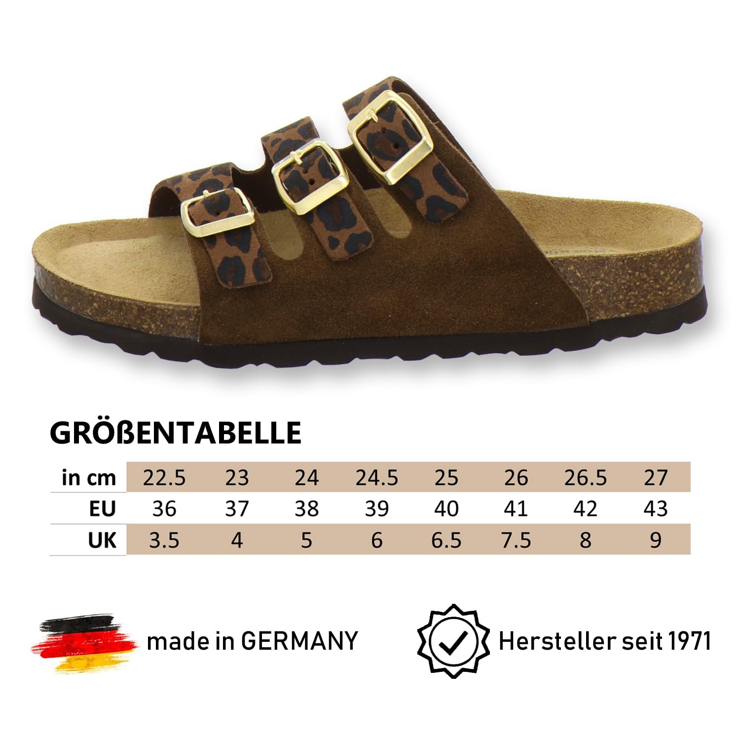 AFS-Schuhe 2133 - Pantofole sportive da donna, in pelle, pratiche, comode pantofole da lavoro, made in Germany