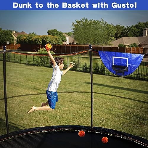 Trampoline Basketball Hoop with 3 Mini Ball and Pump, Breakaway Rim for Safe Dunking, Waterproof Sunscreen Soft Materials, Easy to Install, Trampoline Accessory for Kids Adults Indoor Outdoor Use 7 61qfD6blH5L. AC