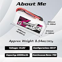 Vista 3 de CNHL 4S Lipo Battery 2200mAh 70C 14.8V Funda suave con enchufe XT60 para RC coche, avión, camión, barco, heli, avión Drone (paquete de 2)