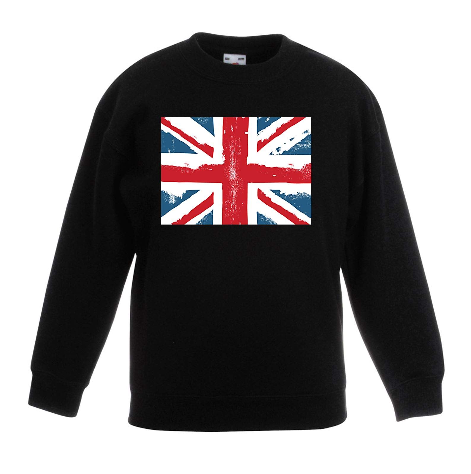 Tribal T-Shirts Union Jack British Flag Children's Toddler Kids Sweatshirt Jumper (7 to 8, Black)
