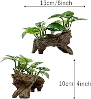 Vista 4 de Smoothedo-Pets Decoraciones de Pecera Acuario Decoración Ornamentos Betta Almohadilla de Hoja de Seda Hamaca Cueva de Madera Flotante Artificial