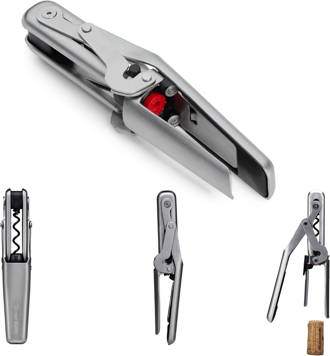 Dreamfarm Winopen Automatic Pocket Wine Corkscrew, Space-Saving Wine Opener with Foil Cutter - Stainless Steel