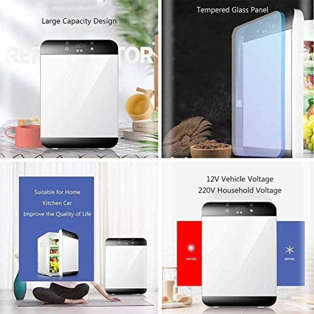 ZLM Mini Frigorifero Portatile, Frigorifero e scaldino Elettrico per Auto Mini frigo, Frigorifero Portatile Compatto per Auto con termostato Digitale Bianco