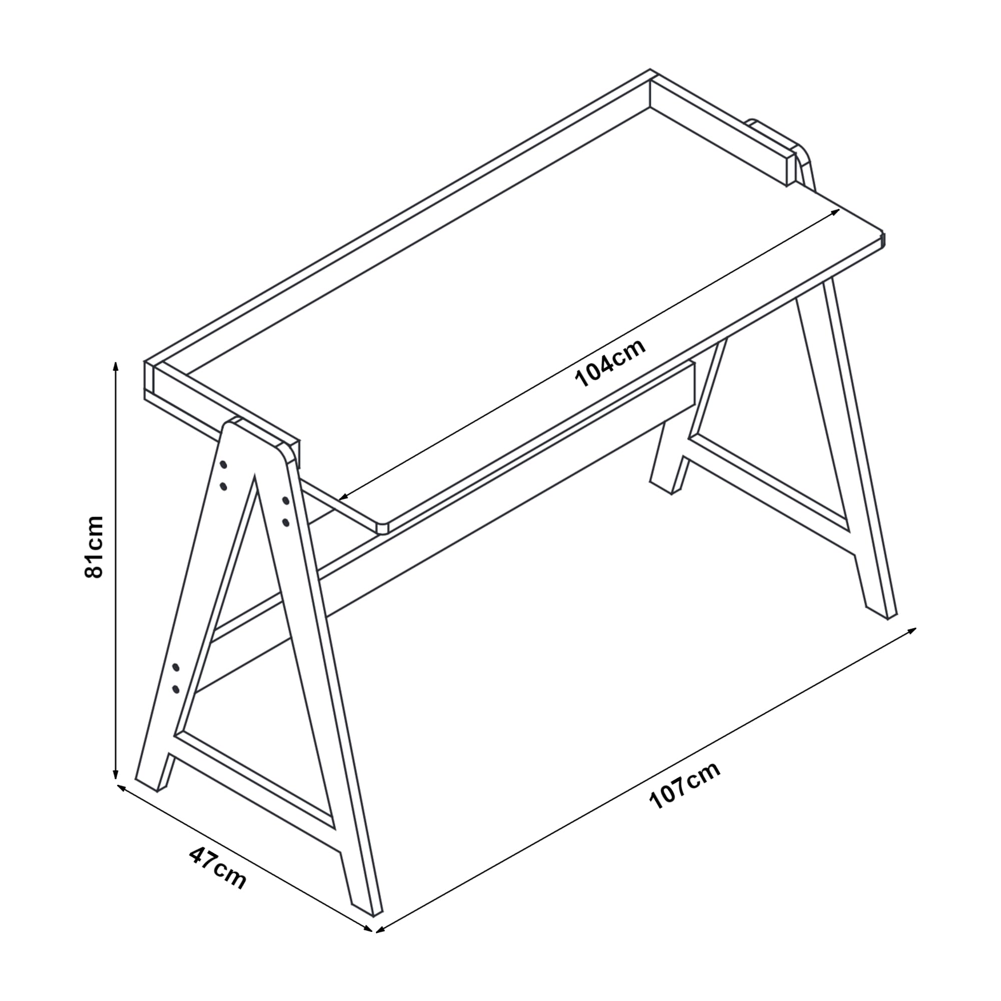 [en.casa] Escritorio con Anticaída Mesa Rectangular de Despacho Estudio Patas en Forma de A Mesa Ordenador máx. 50 kg Bambú 107 x 47 x 81 cm - Natural