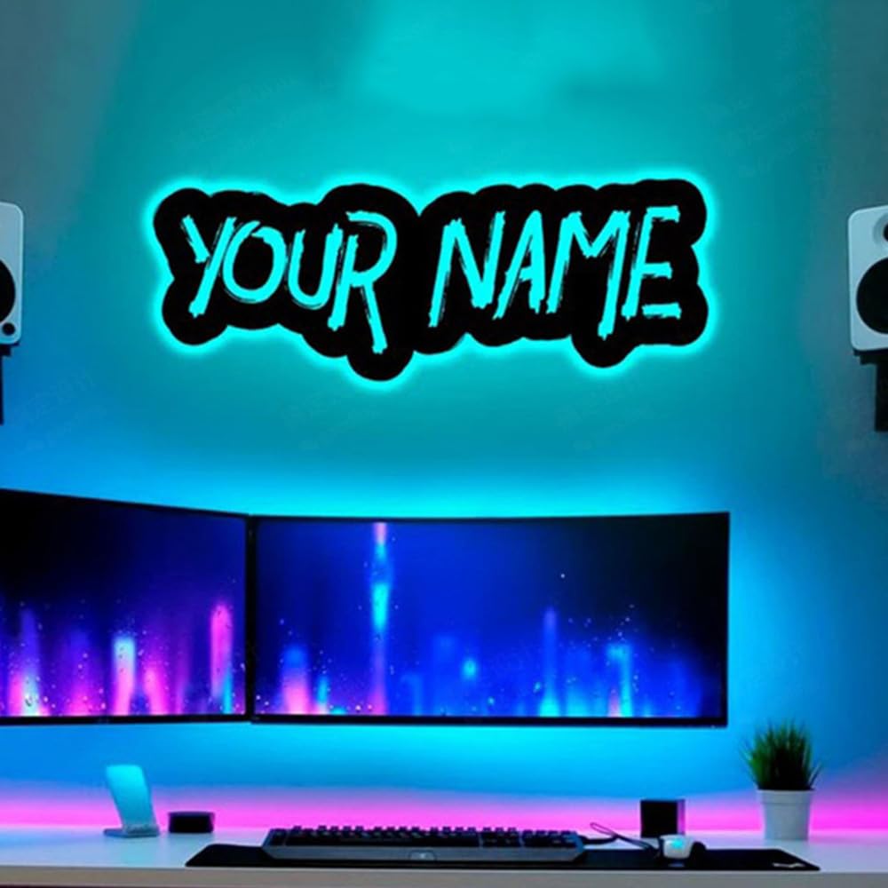 Custom Name Sign Custom Name,Text,Number,Game Tag,Family Name LED Wall Decor Colorful Neon Sign Light for Home Gaming Room Bedroom Decor Personalized