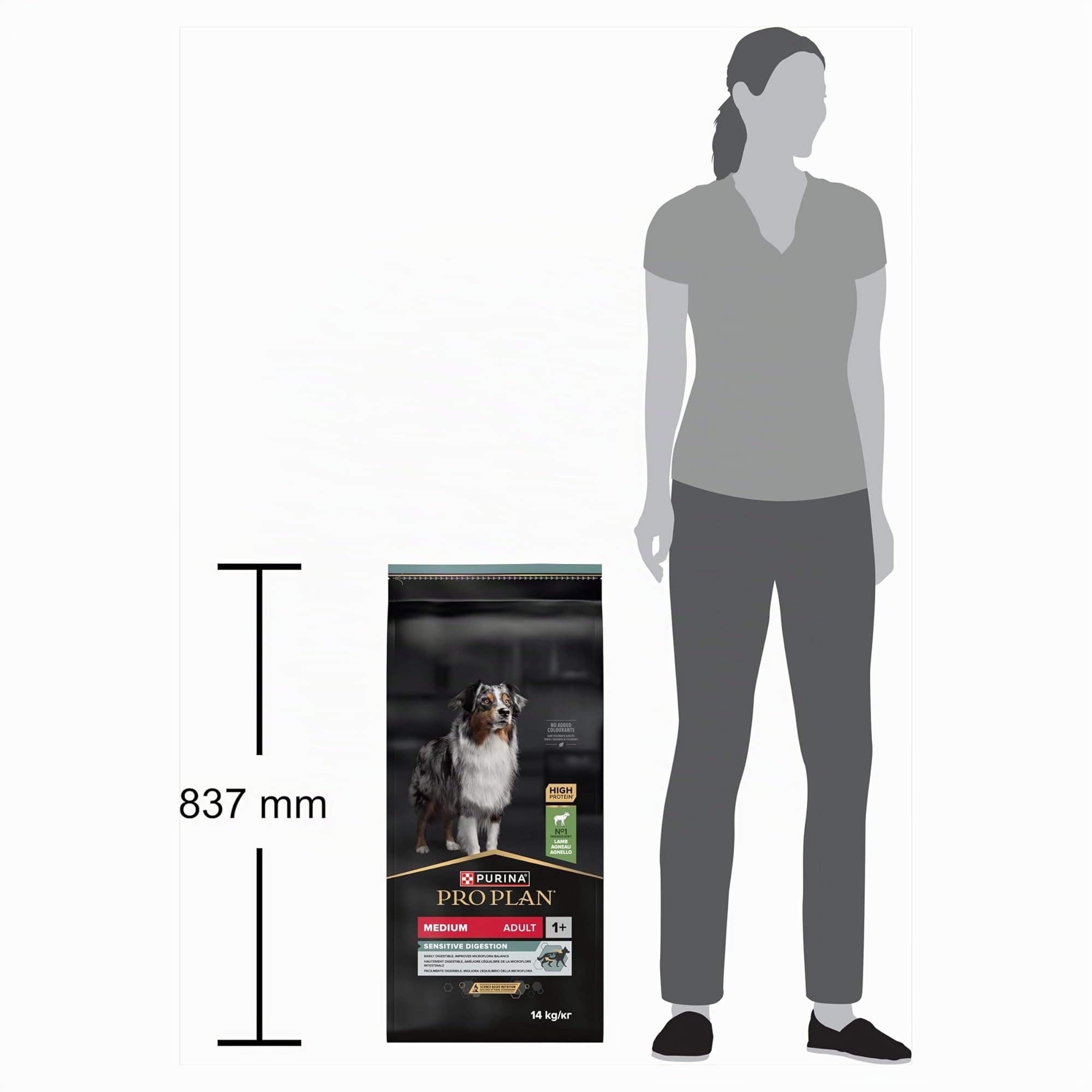 PURINA PRO PLAN | Sensitive Digestion | Croquettes complètes pour chien adulte de moyenne taille | Favorise un système digestif sain | Riche en Agneau | Croquettes | Sac de 14kg