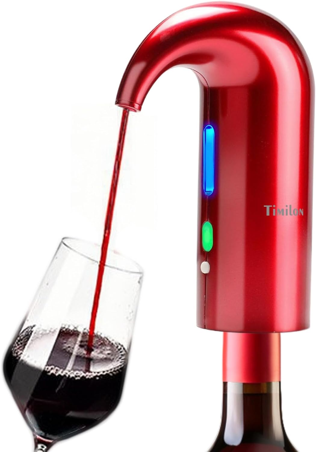 Wine Aerator Electric Pourer Portable One-Touch Wine Decanter Multi-Smart Automatic Filter Wine Dispenser with Red-ray Visible Window & USB Rechargeable for Home, Bar/Travel, Red