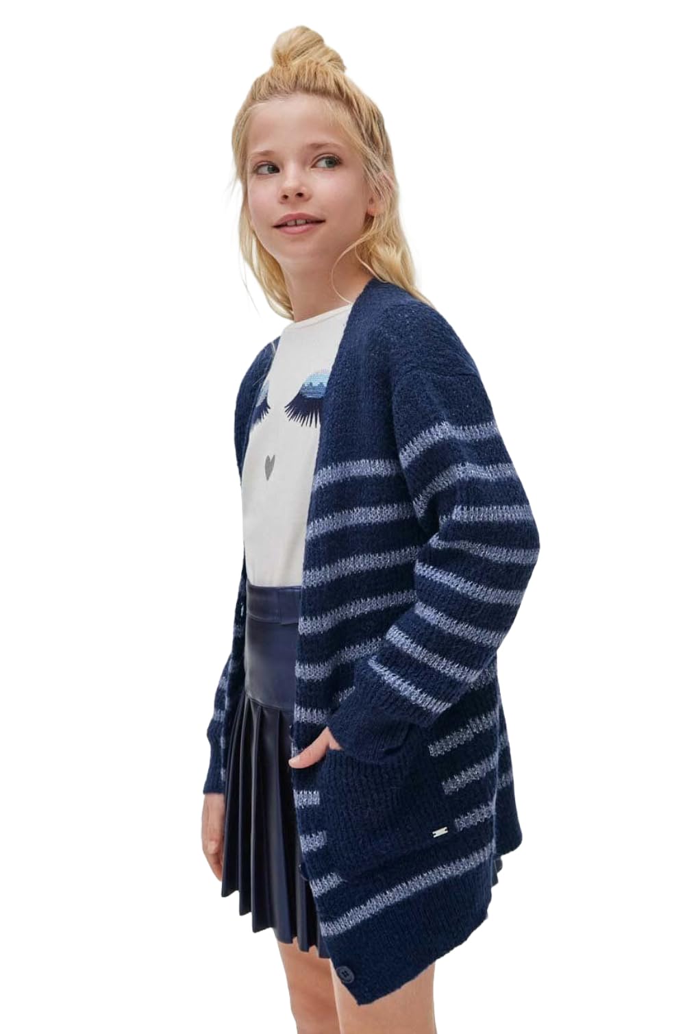 Chaqueta de punto para niña - longitud media, suéter ligero elegante y casual, manga larga, ropa de abrigo para niña para primavera, otoño e invierno, 7313