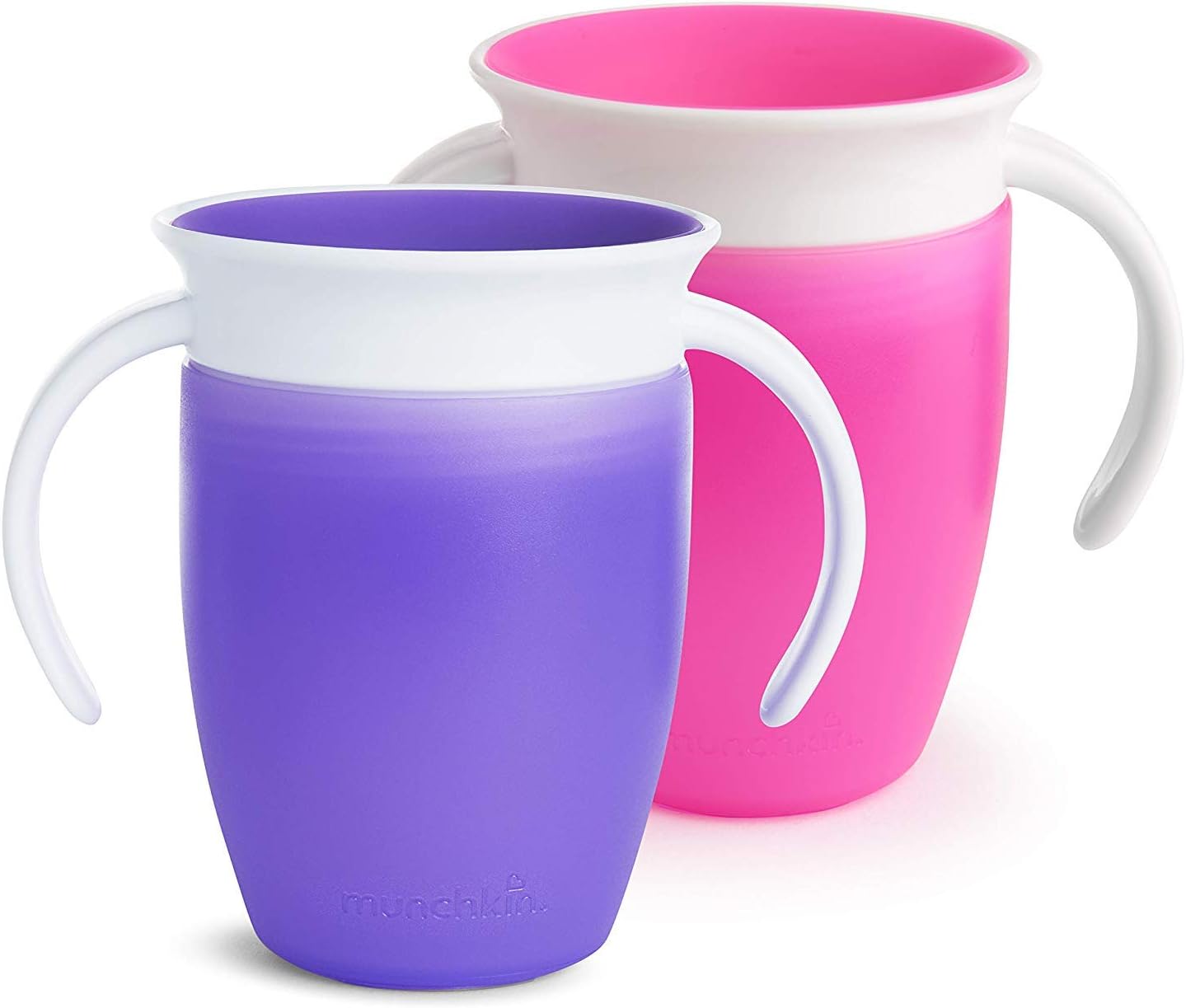 Munchkin Miracle 360 Trainer Cup, 7 Ounce, 2 Count (Pink/Orange)