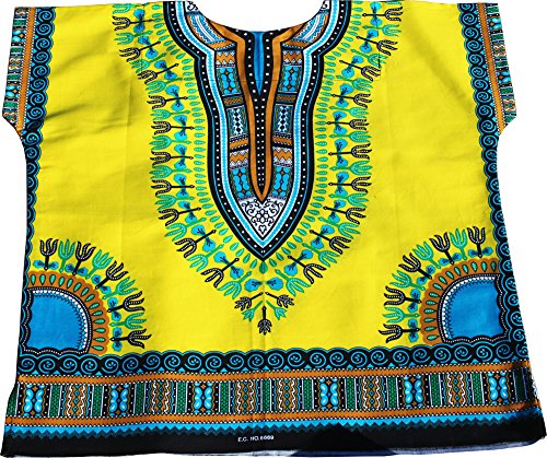 RaanPahMuang Unisex Bright Africa Classic Childrens Dashiki Cotton Shirt Boys Girls4