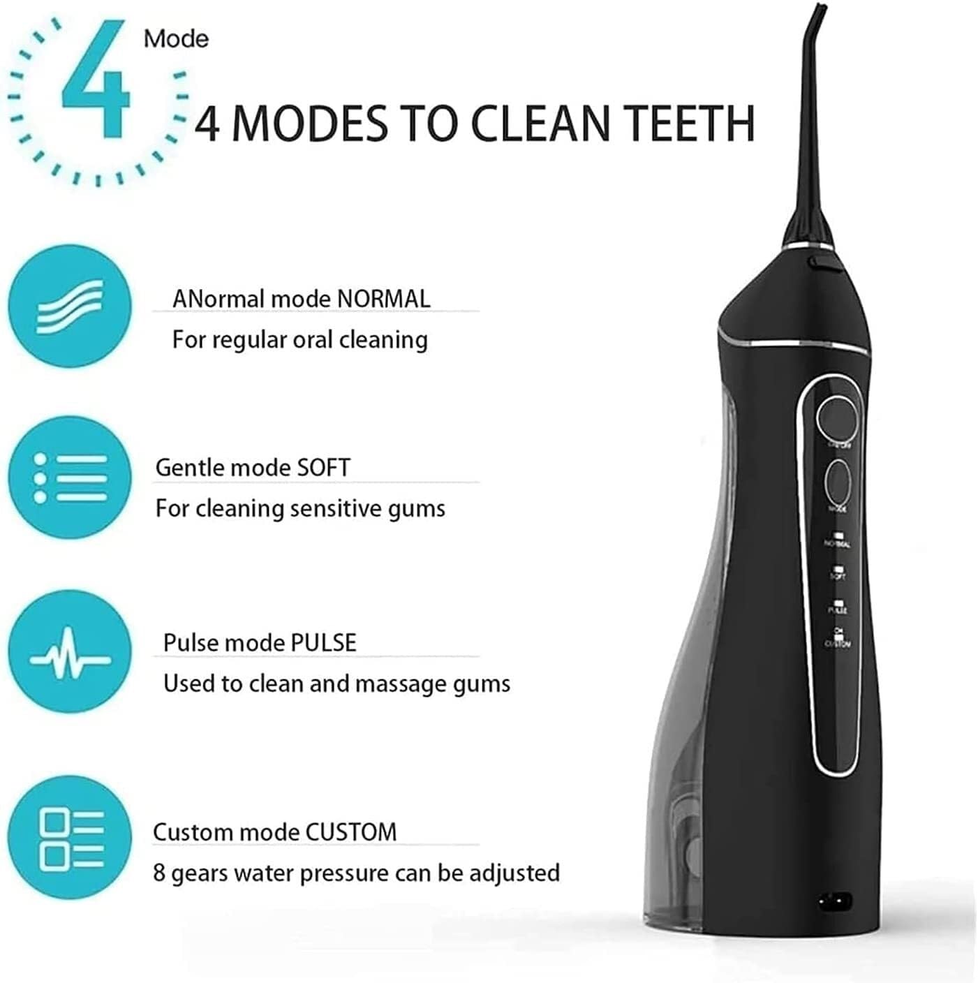 GeRRiT Water Flosser Cordless for Teeth, 200ML Professional Dental Oral Irrigator, Portable And Rechargeable IPX7 Waterproof ，Teeth Cleaner for Home Travel, Braces And Bridges Care