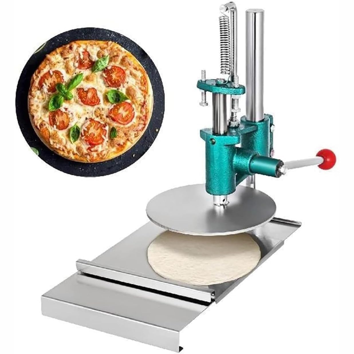 Handelsübliche Teigpresse – Multifunktions-Pizza- / Fladenbrotmaschine für Kuchen, Burrito, Chapati, Nudeln, Gebäck
