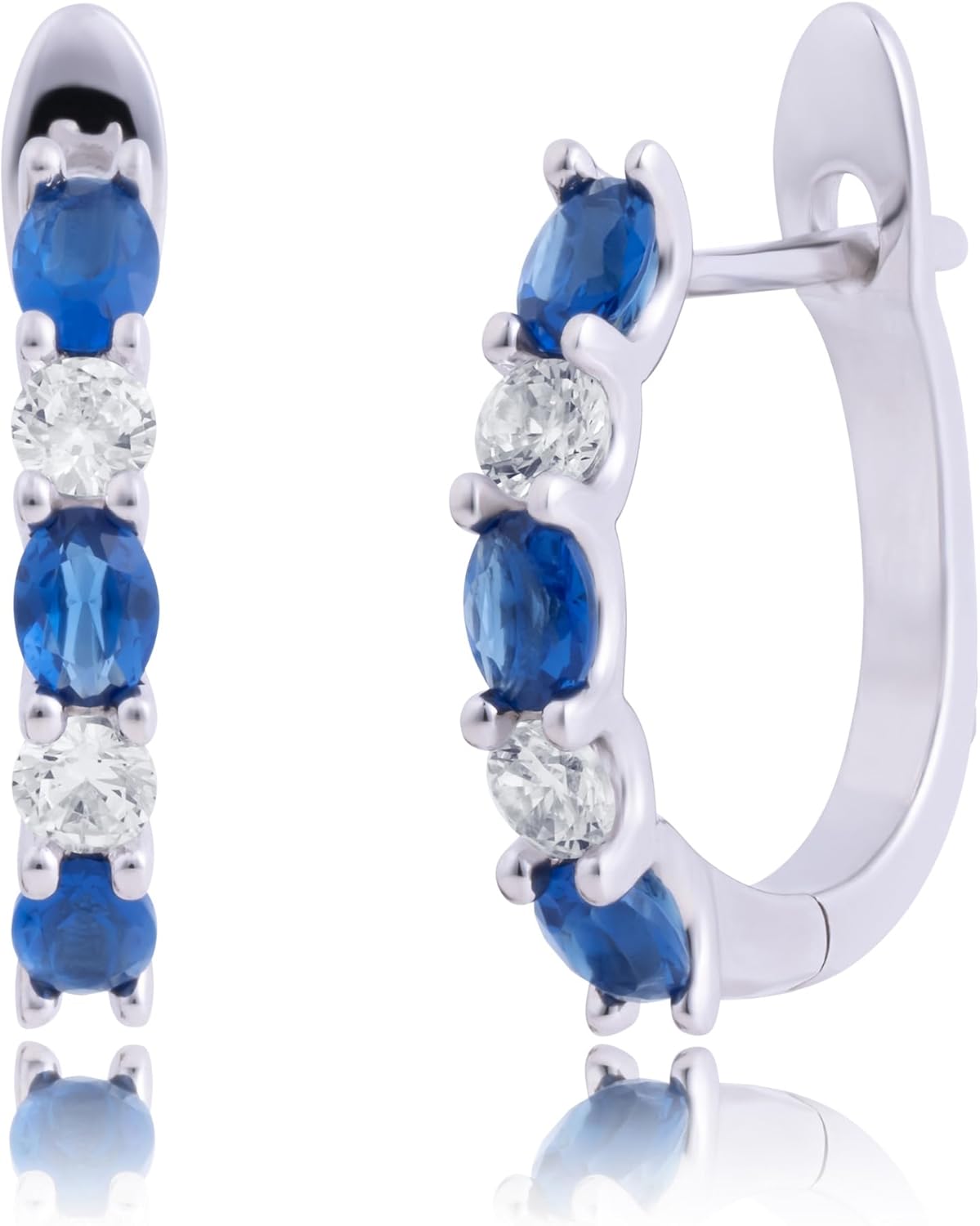 925 Sterling Silver Gemstone Hoop Earrings with CZ | Secure Clasp Birthstone Hoop Earrings for Women | Hypoallergenic 20MM Sapphire Ruby or Emerald Earrings by MAX + STONE