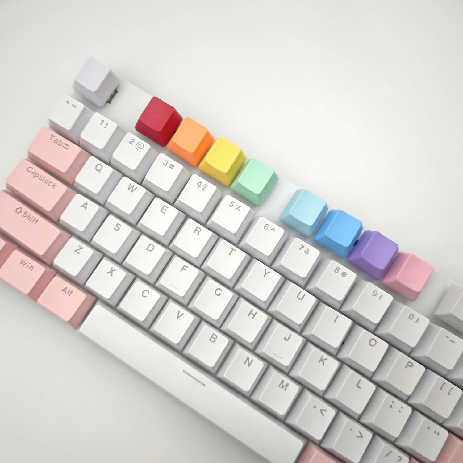 OEM Profile Blank Keycaps PBT Rainbow Mixed Colors 1U R4 Keycap for MX switches Mechanical Keyboard (Mixed Colors, 100pcs)