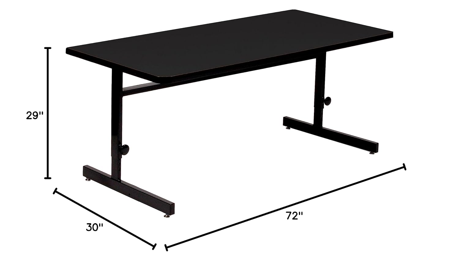 Correll 30"x72" Adjustable Height Training & Computer Tables, Black Granite High Pressure Laminate, Computer Work Station (CSA3072-07)