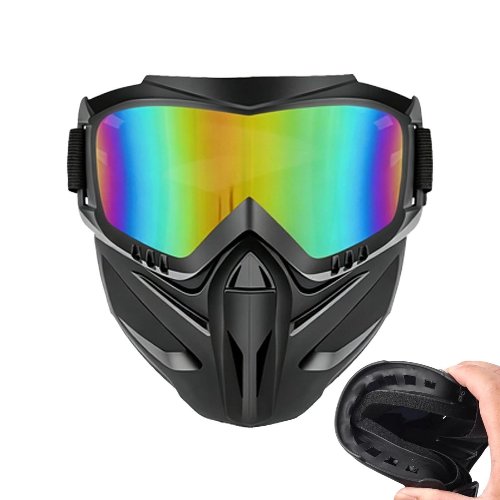 Maschera di protezione per il viso anti-appannamento, con occhiali rimovibili e schermo antipolvere, schermo per il viso regolabile 2 in 1, per la saldatura, per gli uomini, sci, ciclismo all'aperto